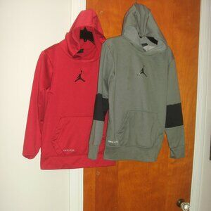 Set of Two Jordan Pullover Hoodie Jackets Sweatshirts Dri Fit Gray & Red M 10/12